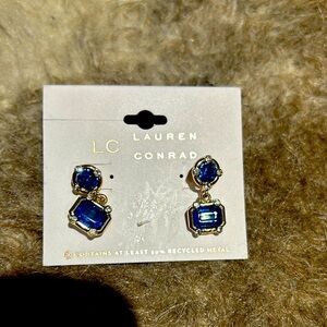 LC Lauren Conrad Blue and Gold Geometric Earrings